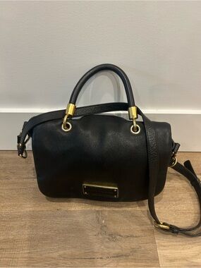 Marc by Marc Jacobs Black Leather Satchel with Gold Hardware